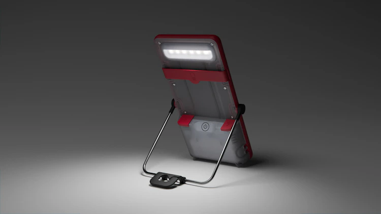 Move’s swivel handle transforms the lamp into a table or reading light.