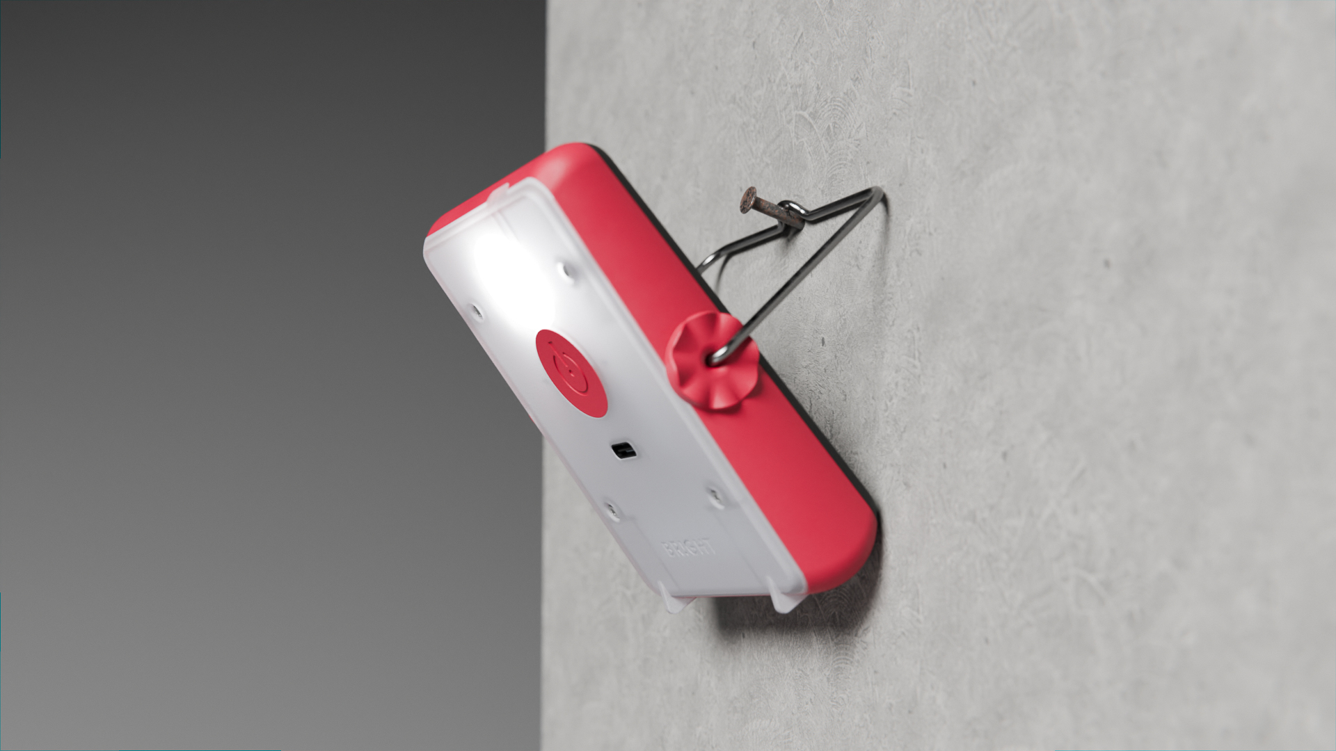 A built-in nook in the swivel frame lets you hang Start+ on a wall or string, ideal for use in tents, shelters, or small spaces.