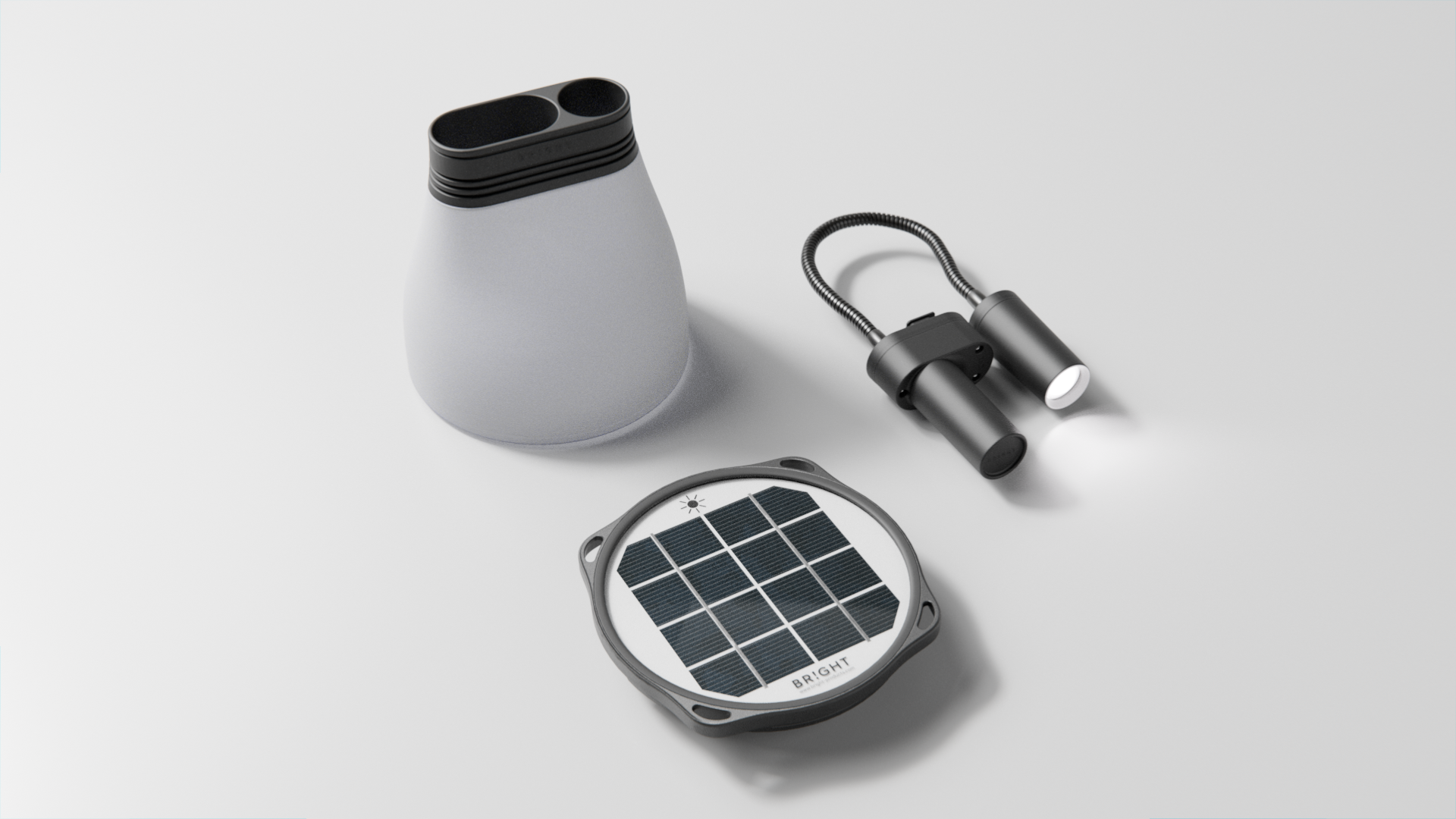 SunBell’s modular system includes a detachable solar panel, a flexible light and battery unit, and a light-diffusing lampshade, offering versatile lighting options for any situation.